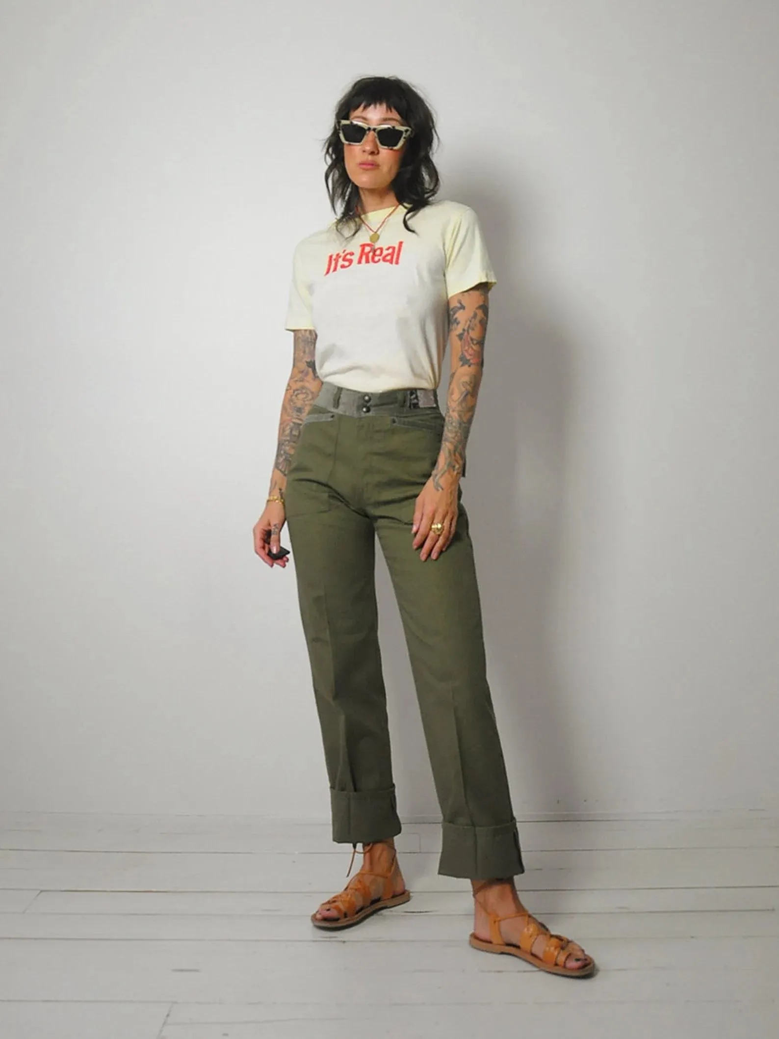 1970's Deadstock Olive Pants 26x33