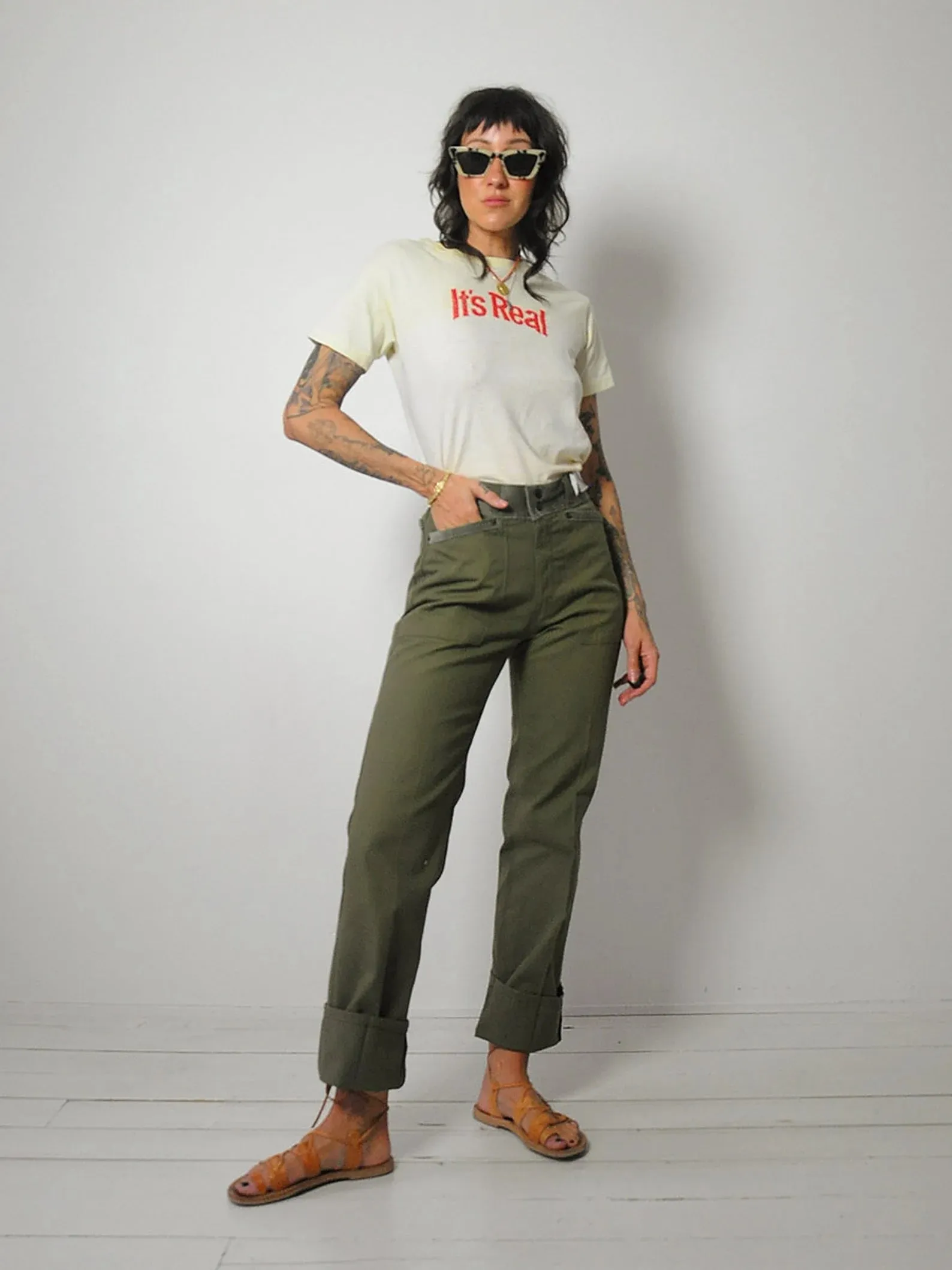 1970's Deadstock Olive Pants 26x33