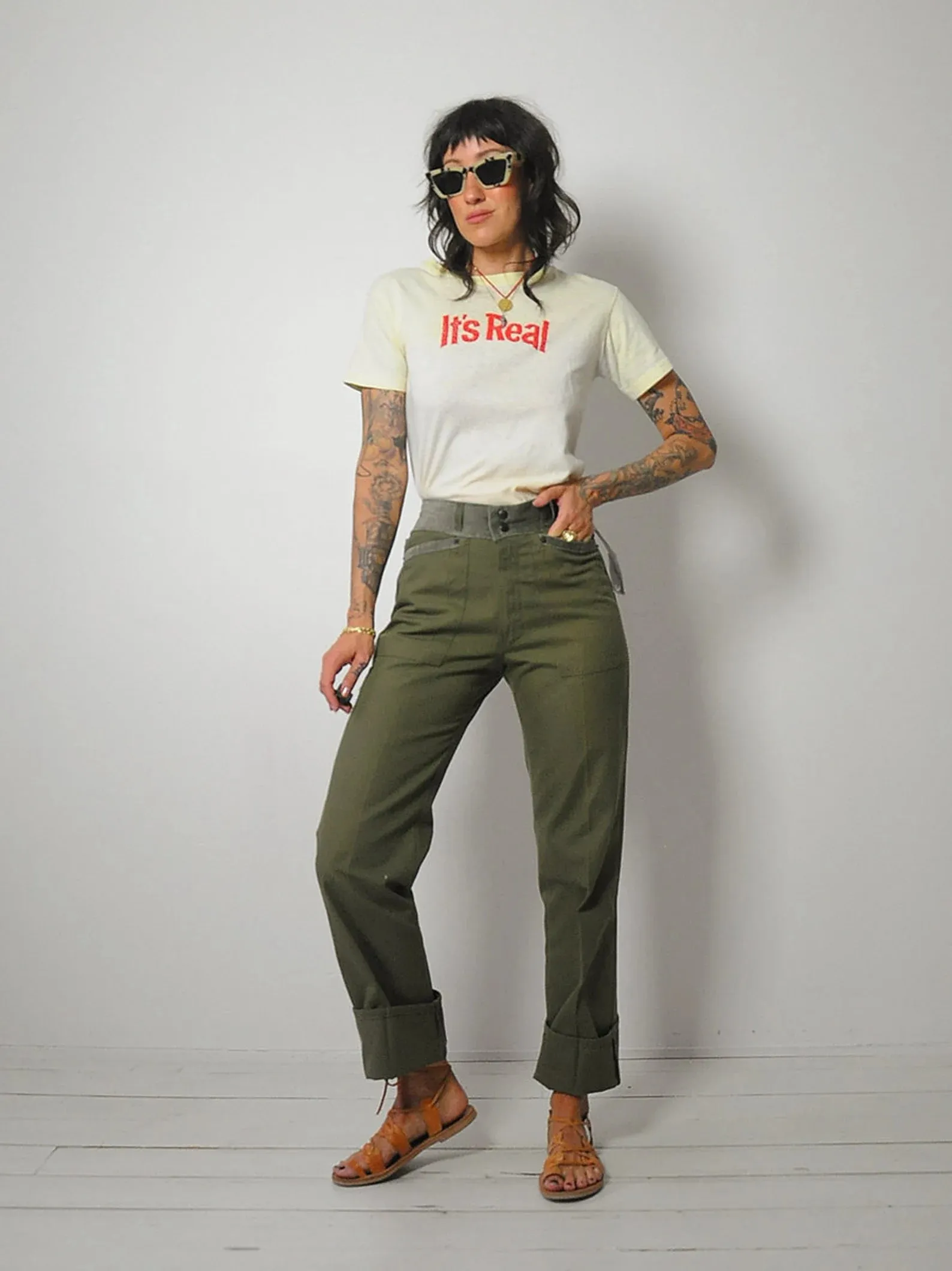 1970's Deadstock Olive Pants 26x33