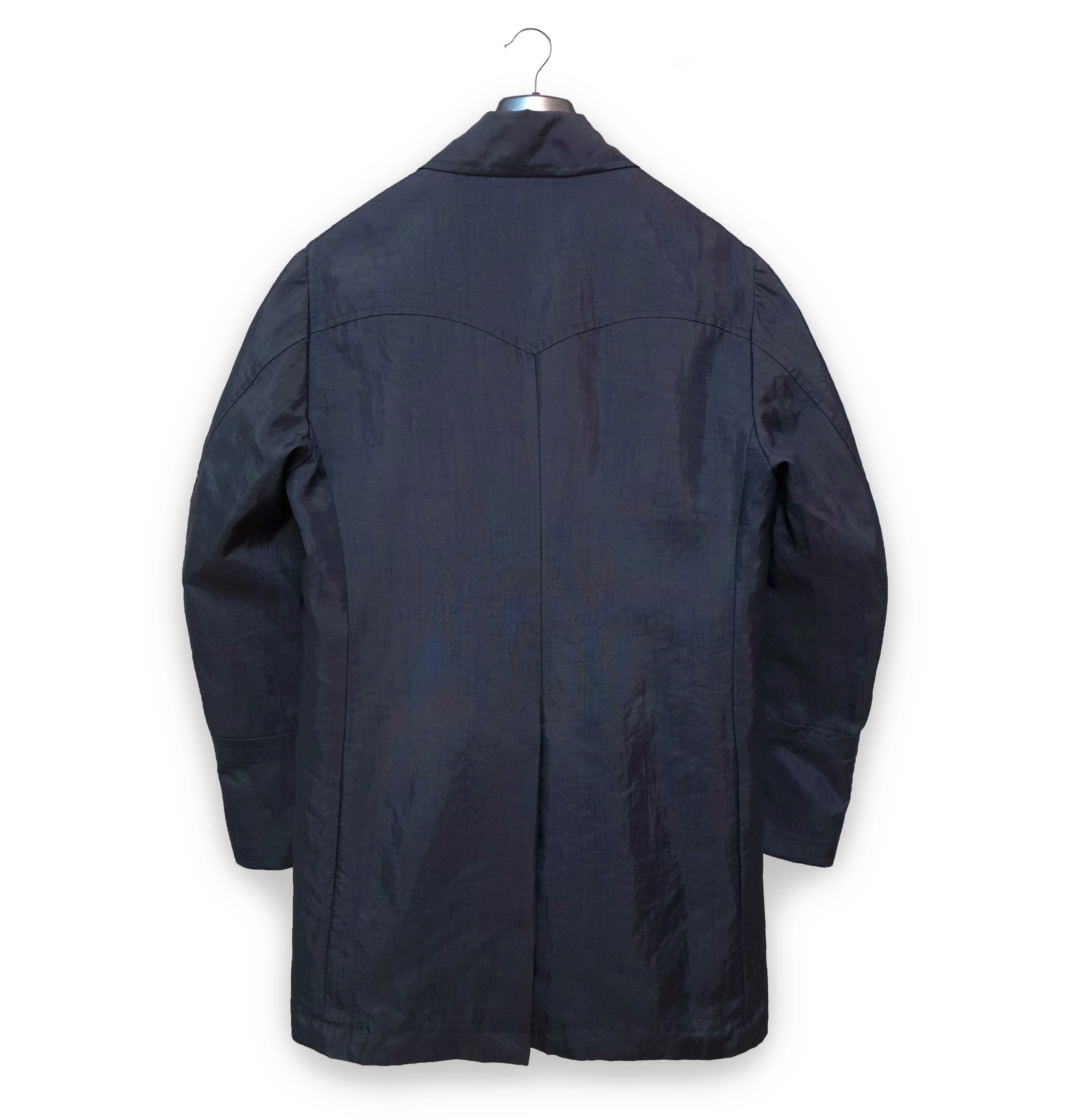 1990s Oversize Western Car Coat in Washed Navy Nylon