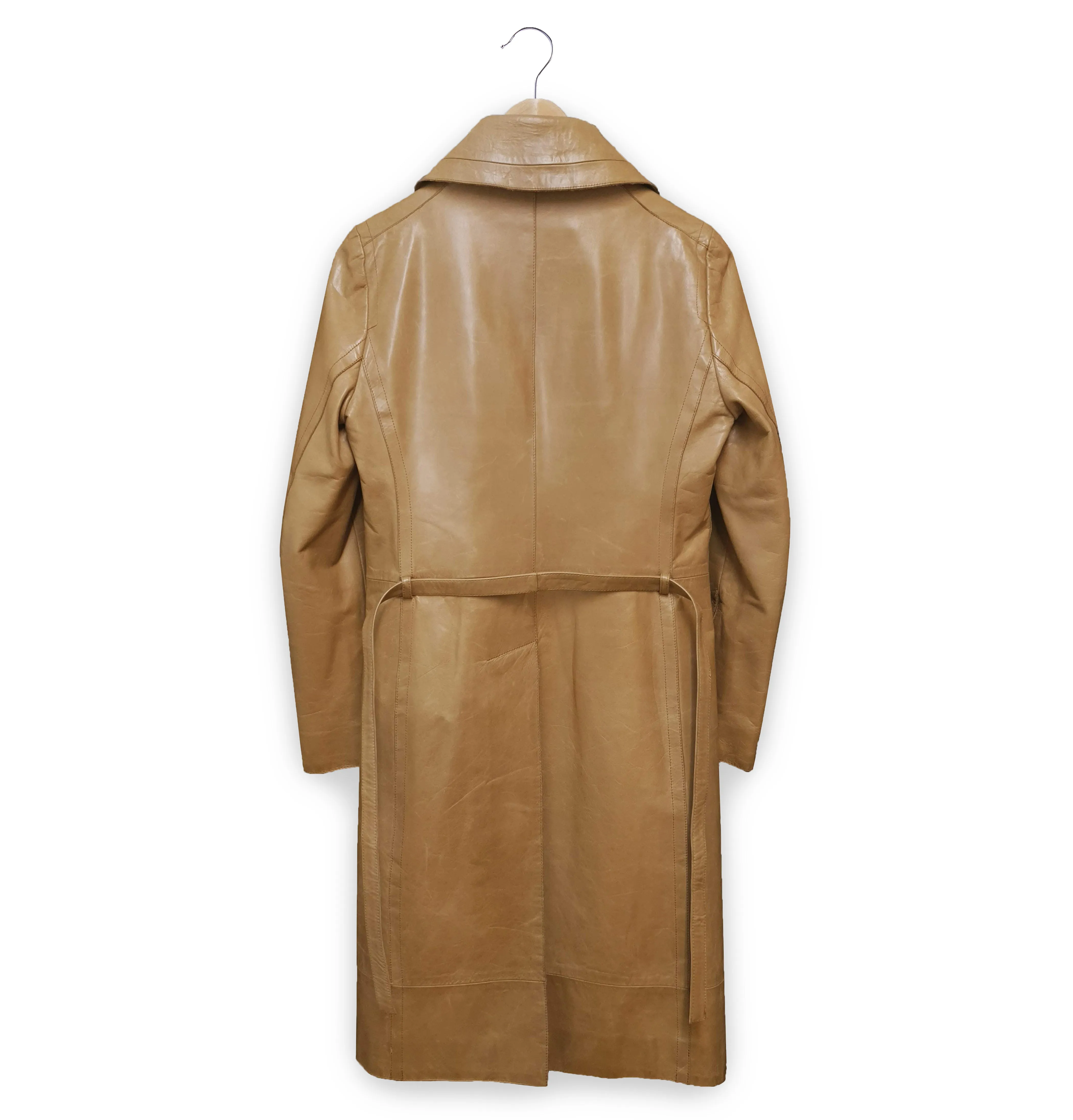 1997 Deconstructed Belted Car Coat in Polished Lamb Leather