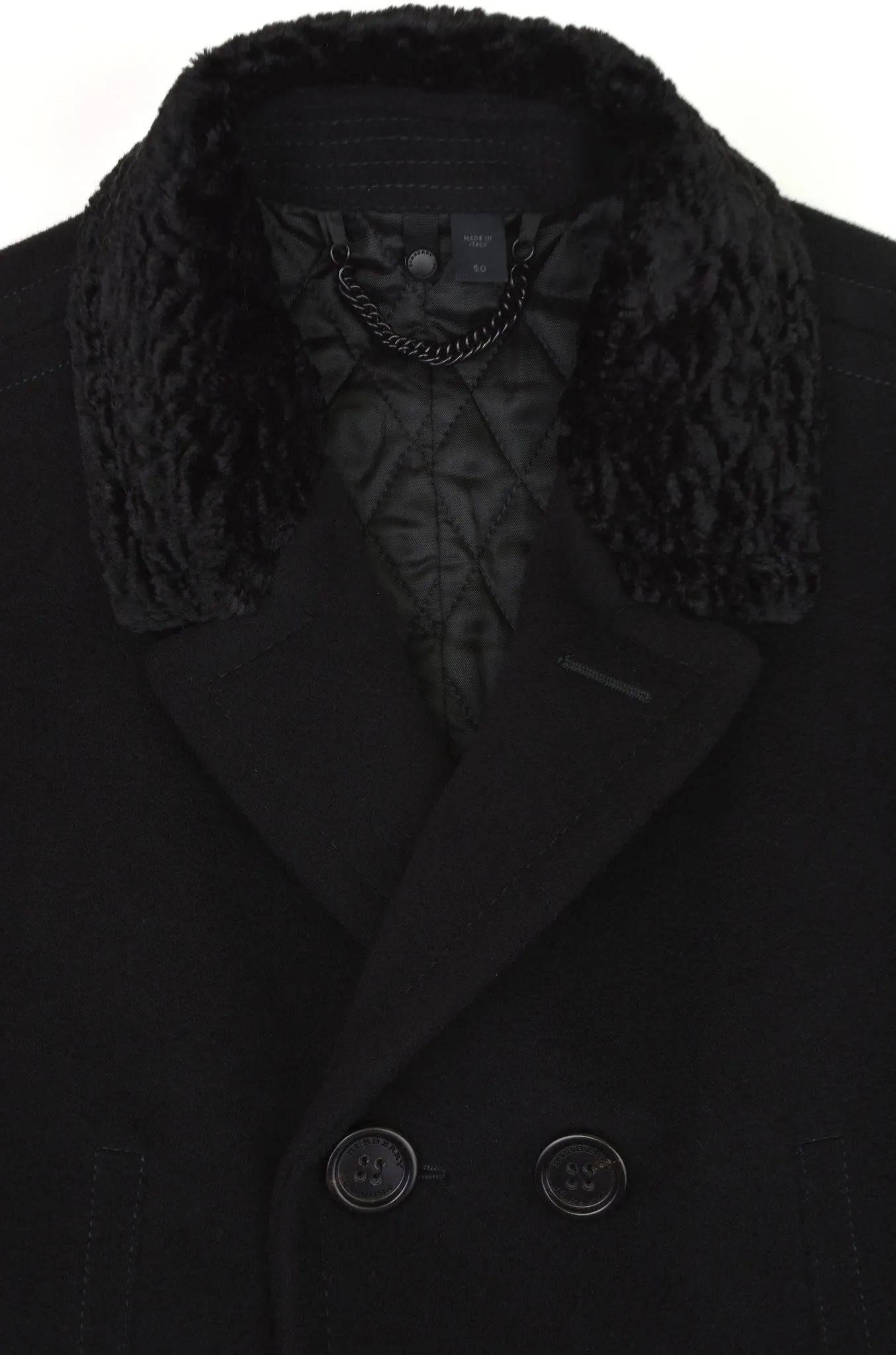 2011 Sartorial Top Coat with Shearling Collar and Pleated Back