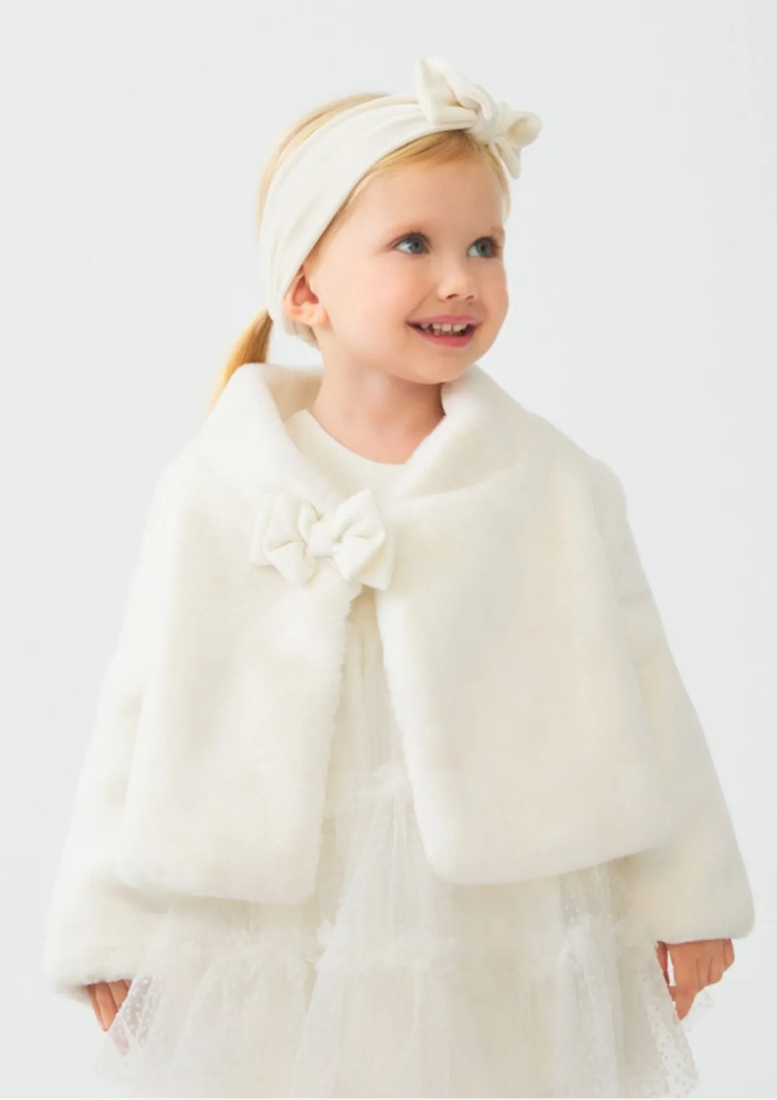 Abel & Lula Baby & Toddler Girls White Faux Fur Coat