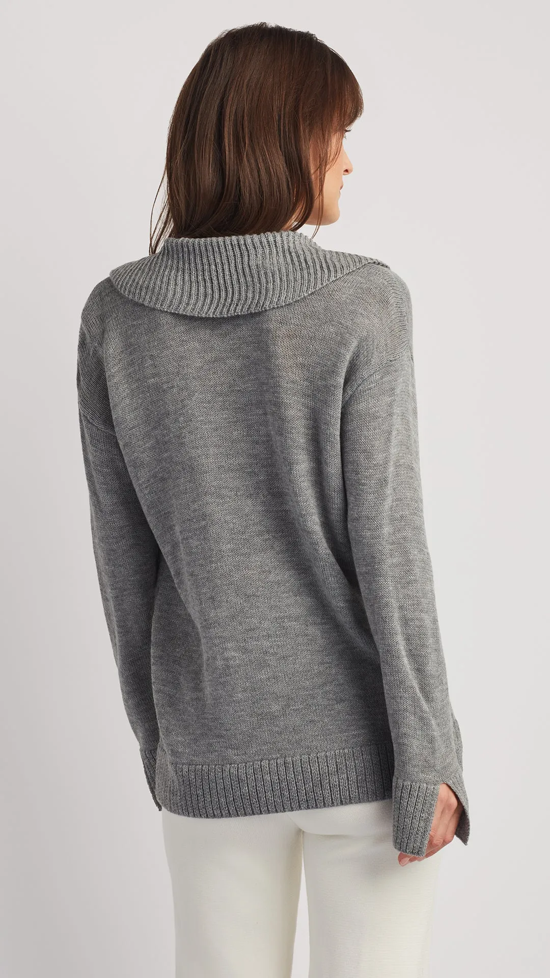 ADDISON OPEN-NECK POLO SWEATER