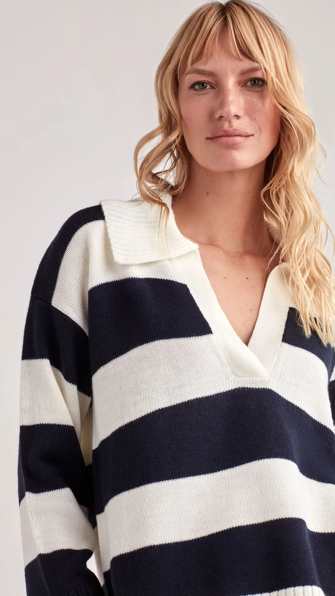 ADDISON OPEN-NECK POLO SWEATER