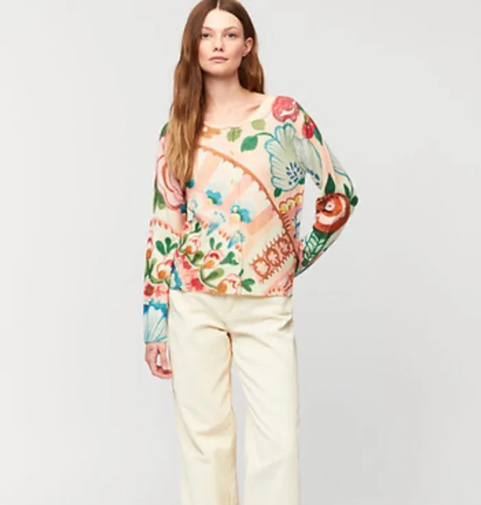 Aldo Martins Albert Cashmere Blend Floral Print Cardigan