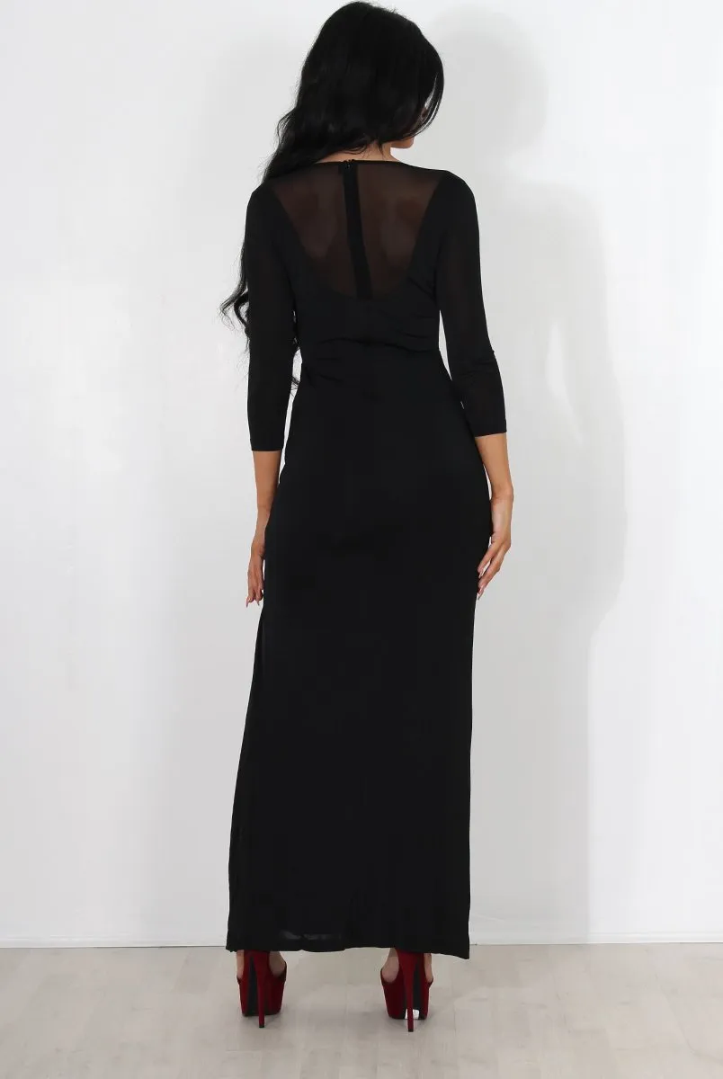 Alizah Black Tie Front Maxi Dress