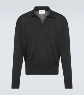 Ami de cœur Ami Paris wool polo sweater, black