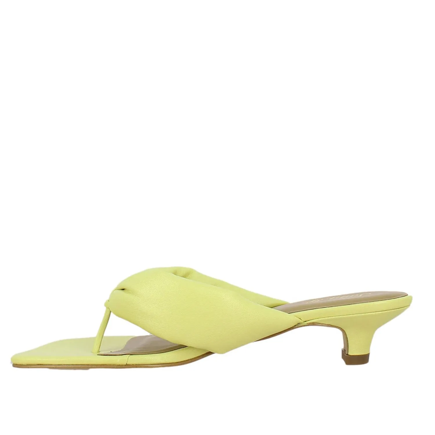 Amorina Yellow Leather Puffy Thong Dress Sandals