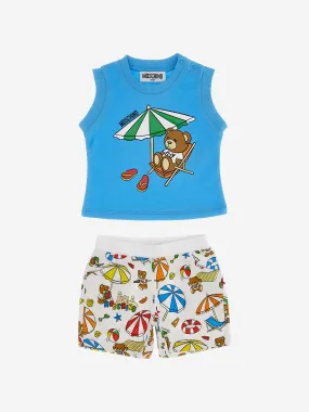 Baby Boys Beach Teddy Short Set in Blue