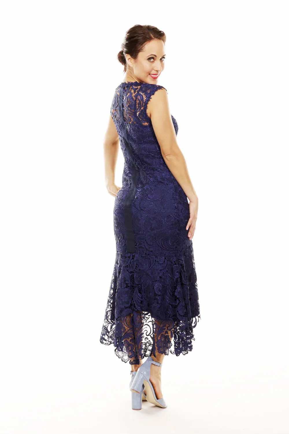 Barika Dress with Slip - Navy