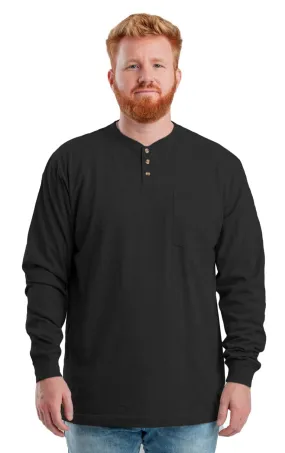 Berne Mens Black Cotton Blend Heavyweight Henley L/S