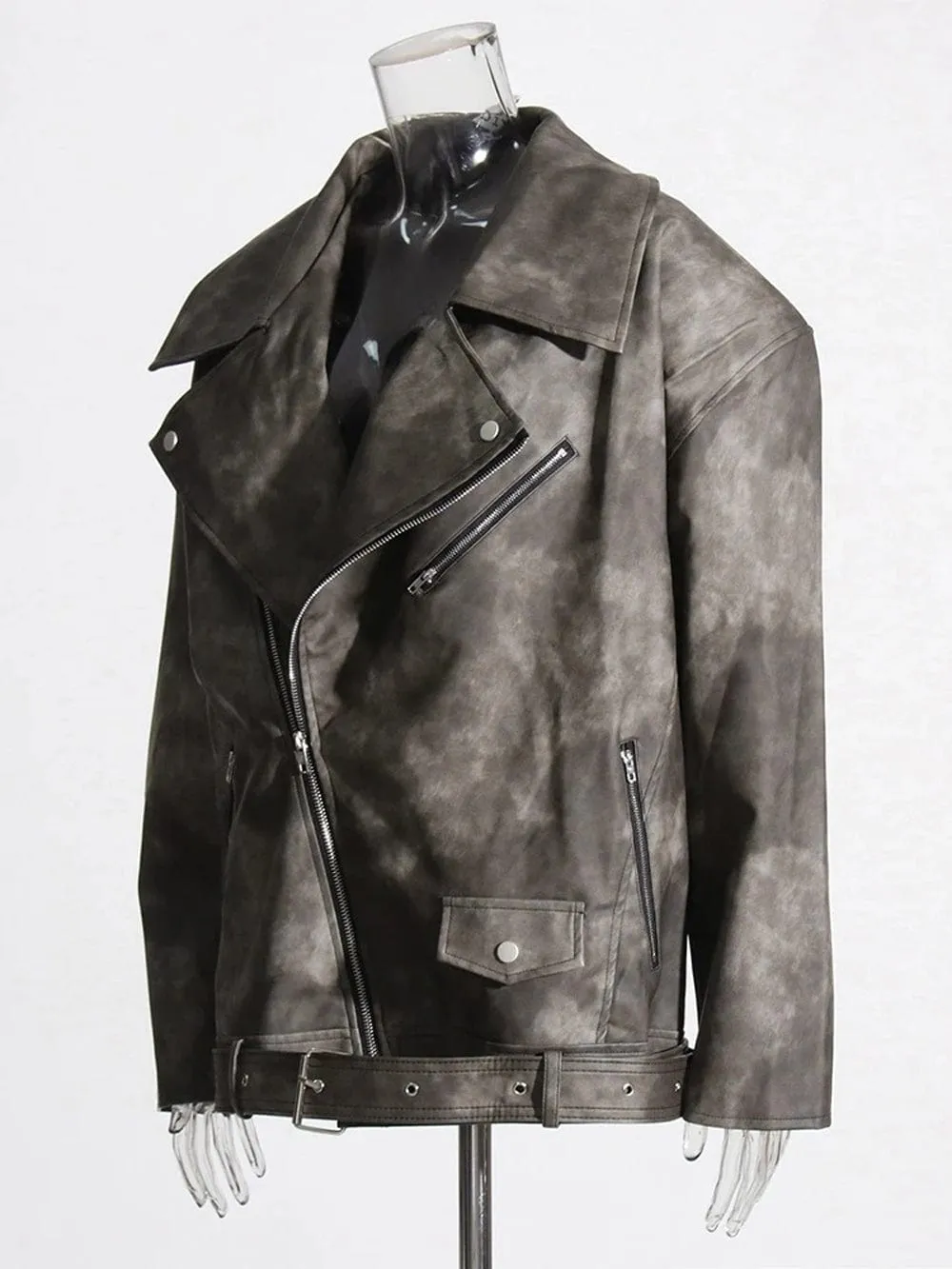 Beyounch Leather Streetwear Chic Solid Coat