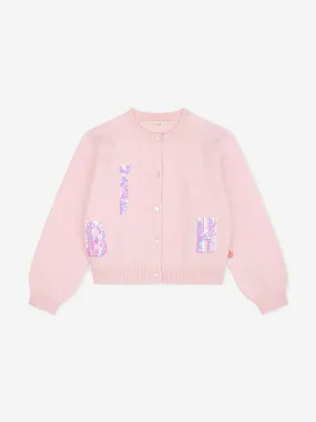 Billieblush Girls Knitted Logo Cardigan in Pink