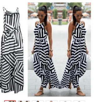 Black and White Stripe Maxi Dress