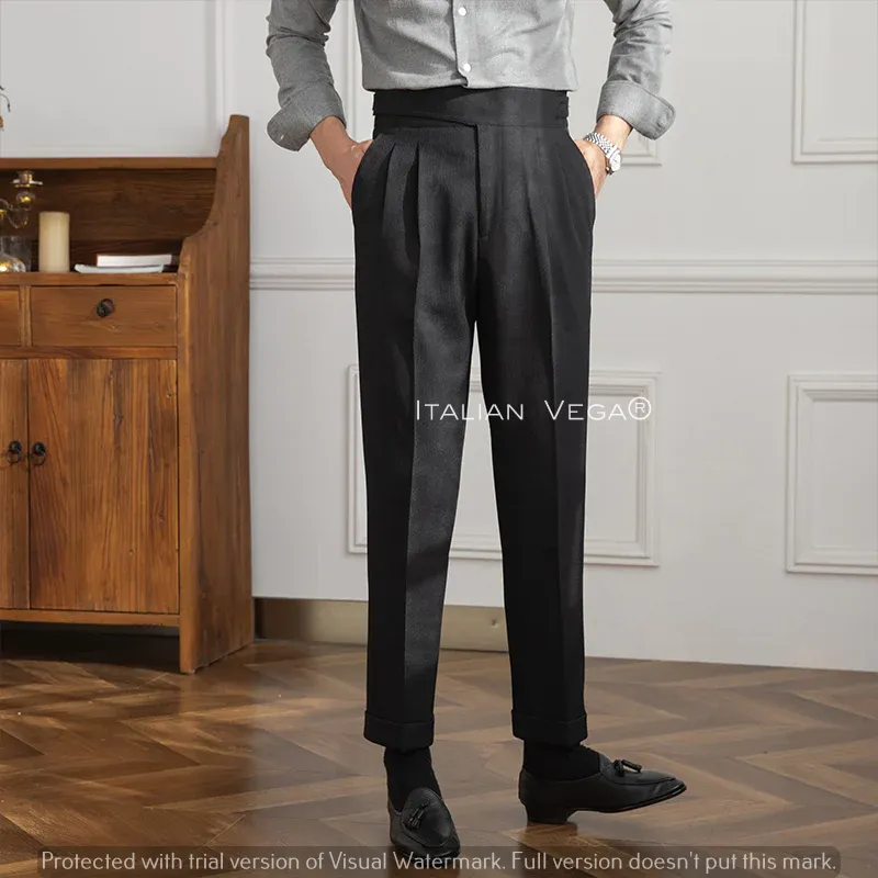 Black Corduroy Classic Formal Gurkha Pants by ITALIAN VEGA®