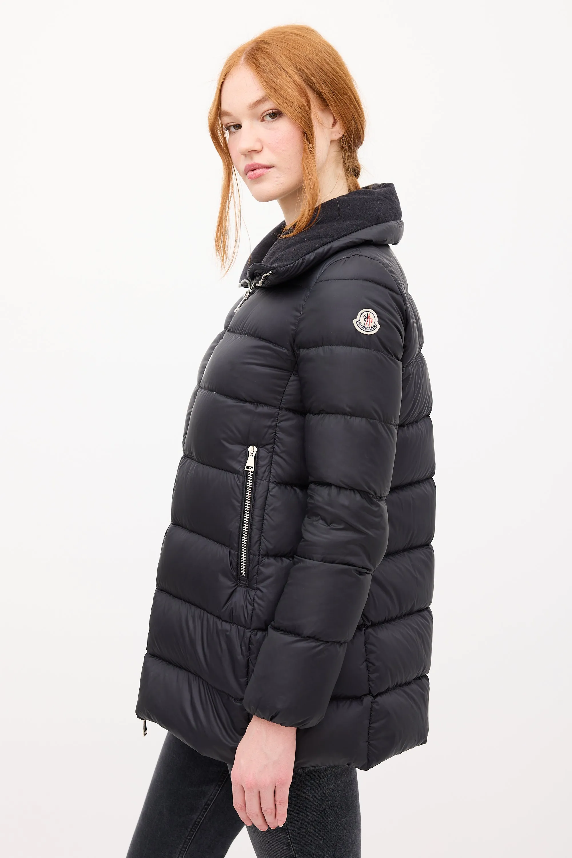 Black Down & Wool Collar Torcyn Puffer Jacket