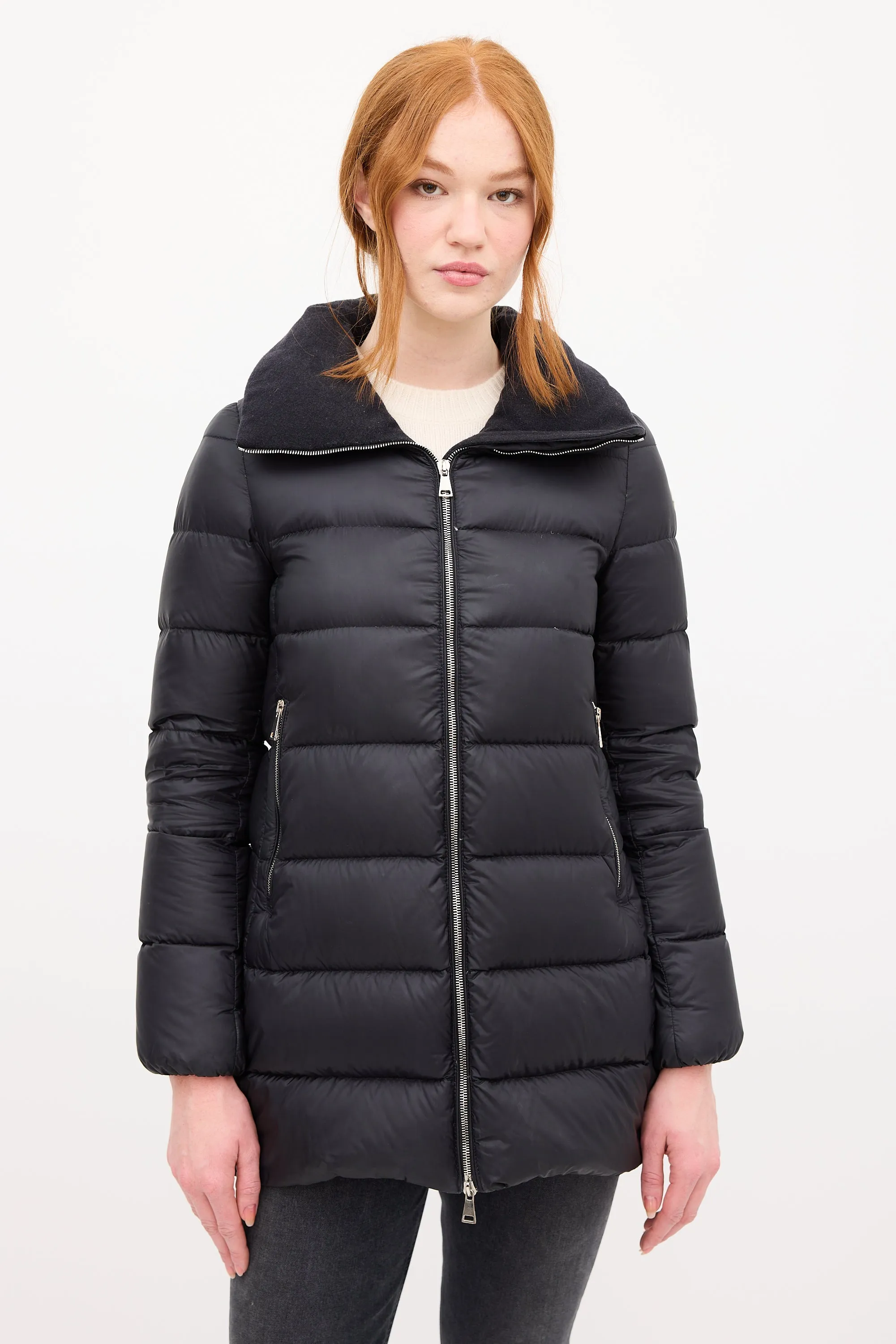 Black Down & Wool Collar Torcyn Puffer Jacket