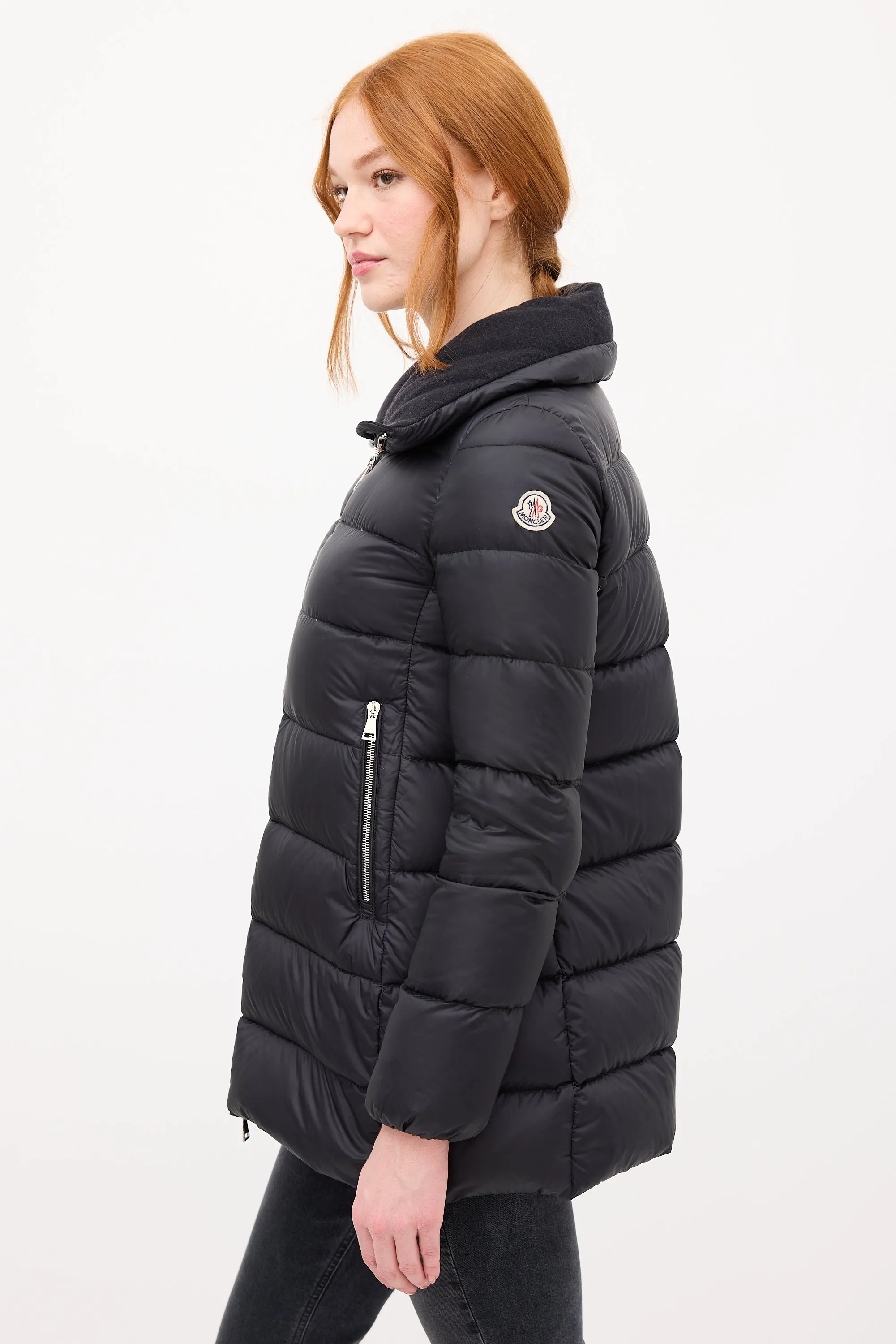 Black Down & Wool Collar Torcyn Puffer Jacket