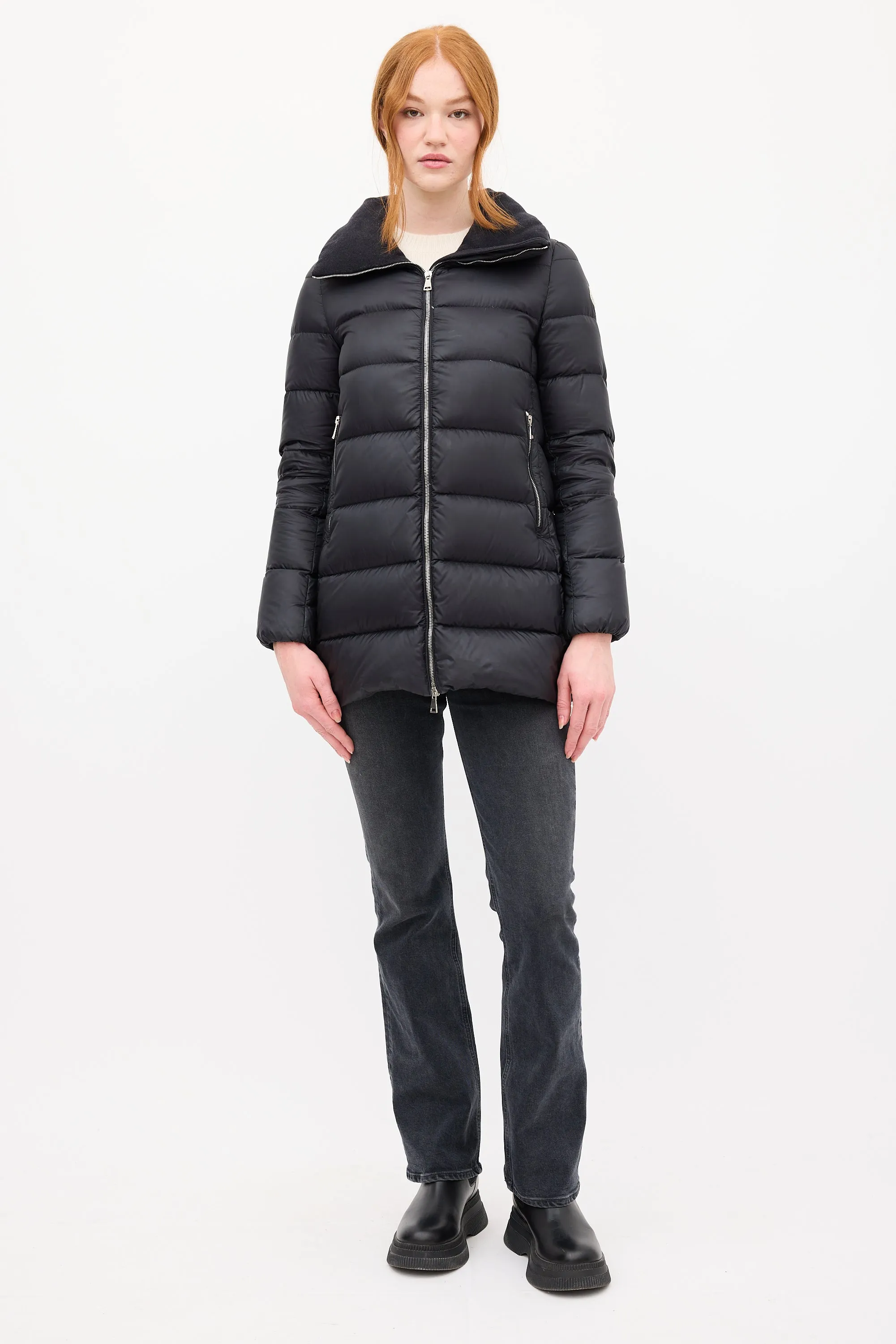 Black Down & Wool Collar Torcyn Puffer Jacket