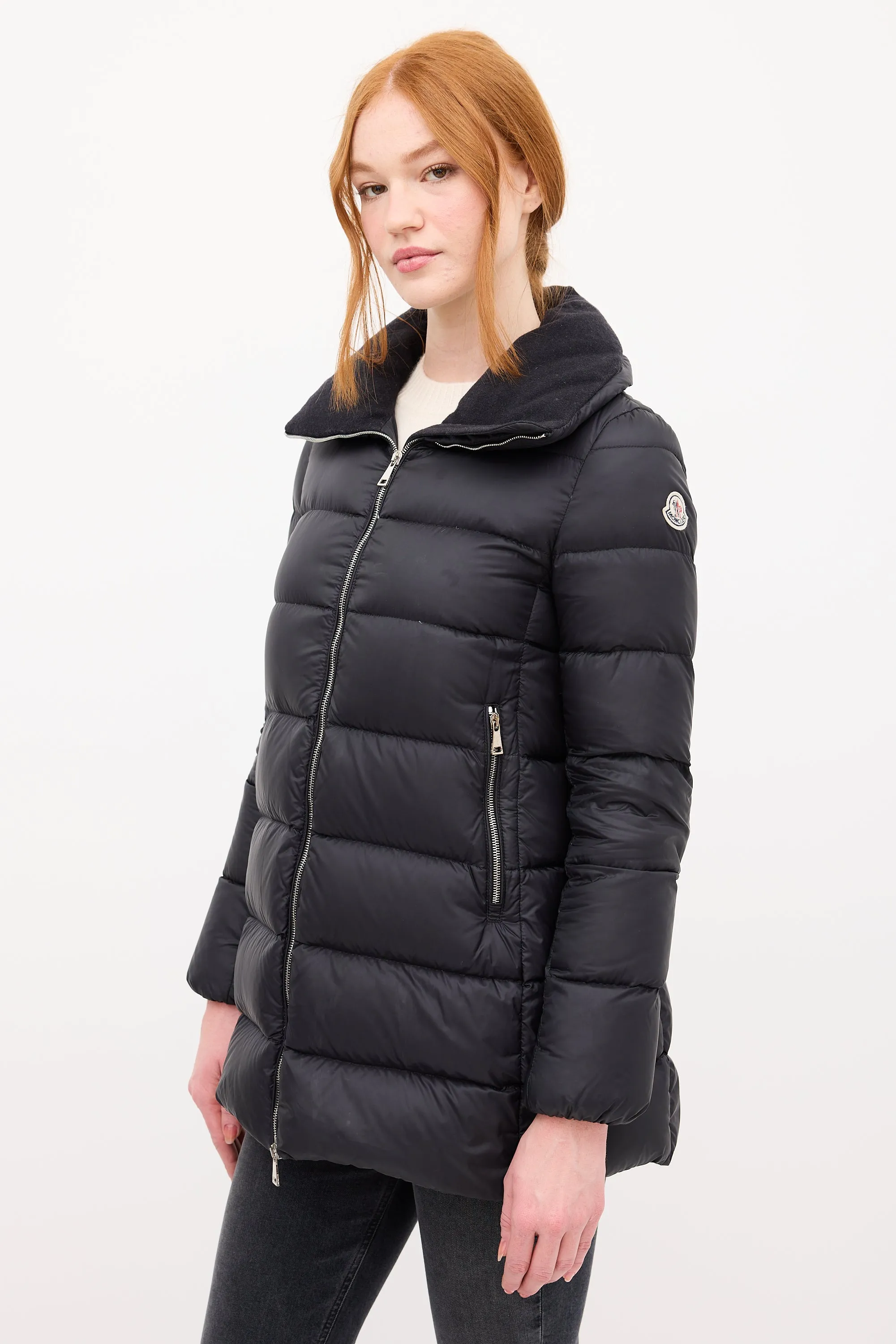 Black Down & Wool Collar Torcyn Puffer Jacket