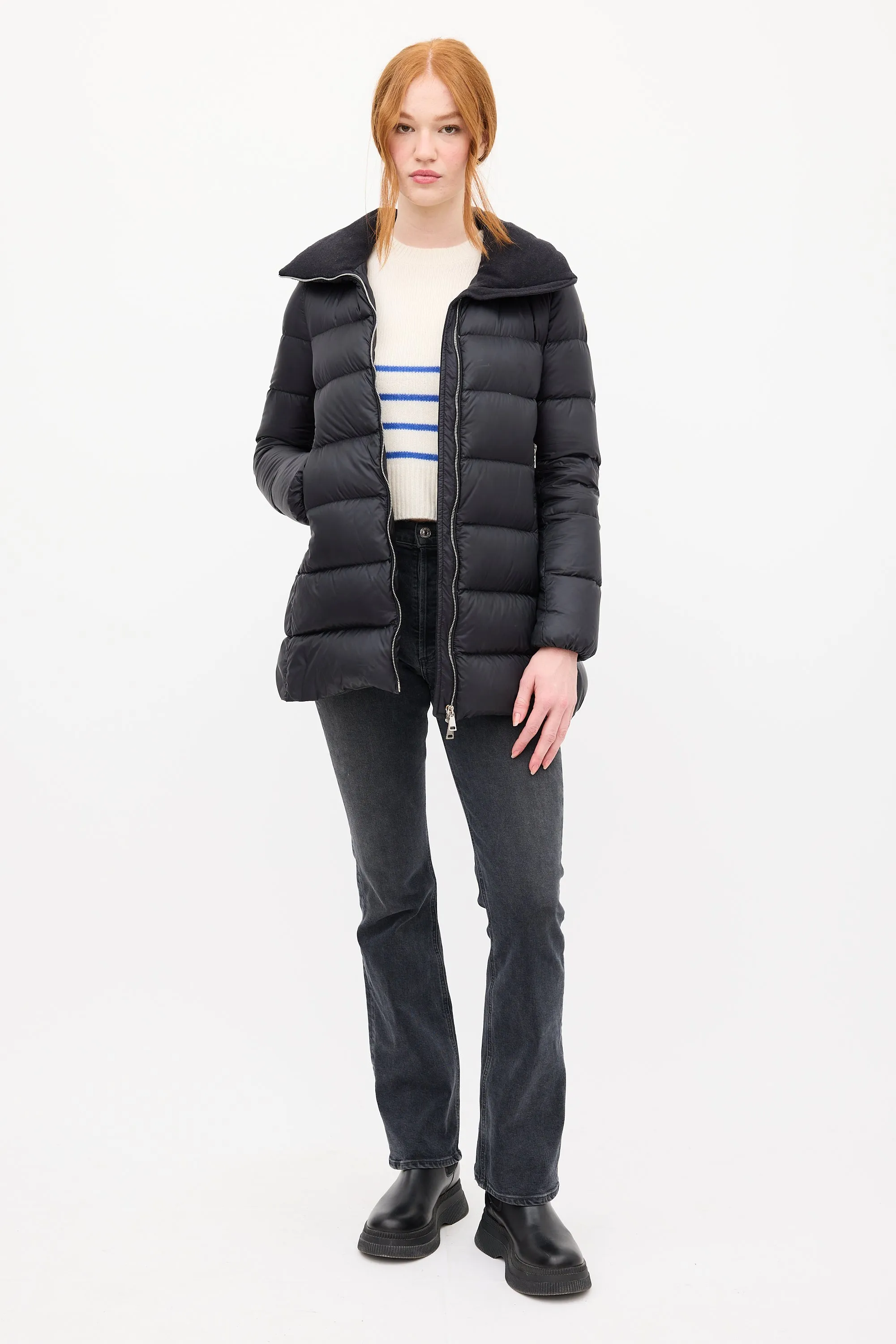 Black Down & Wool Collar Torcyn Puffer Jacket