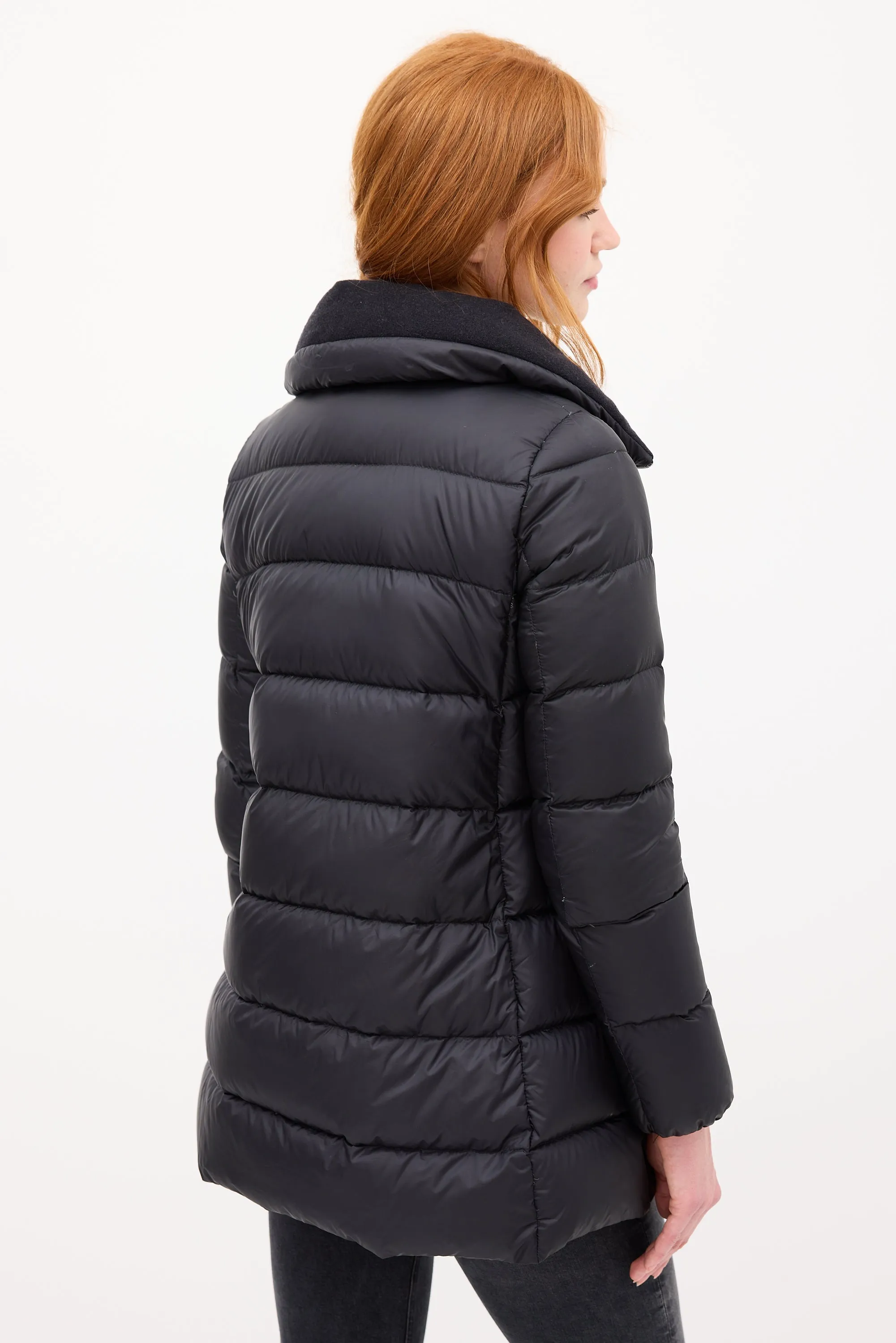 Black Down & Wool Collar Torcyn Puffer Jacket