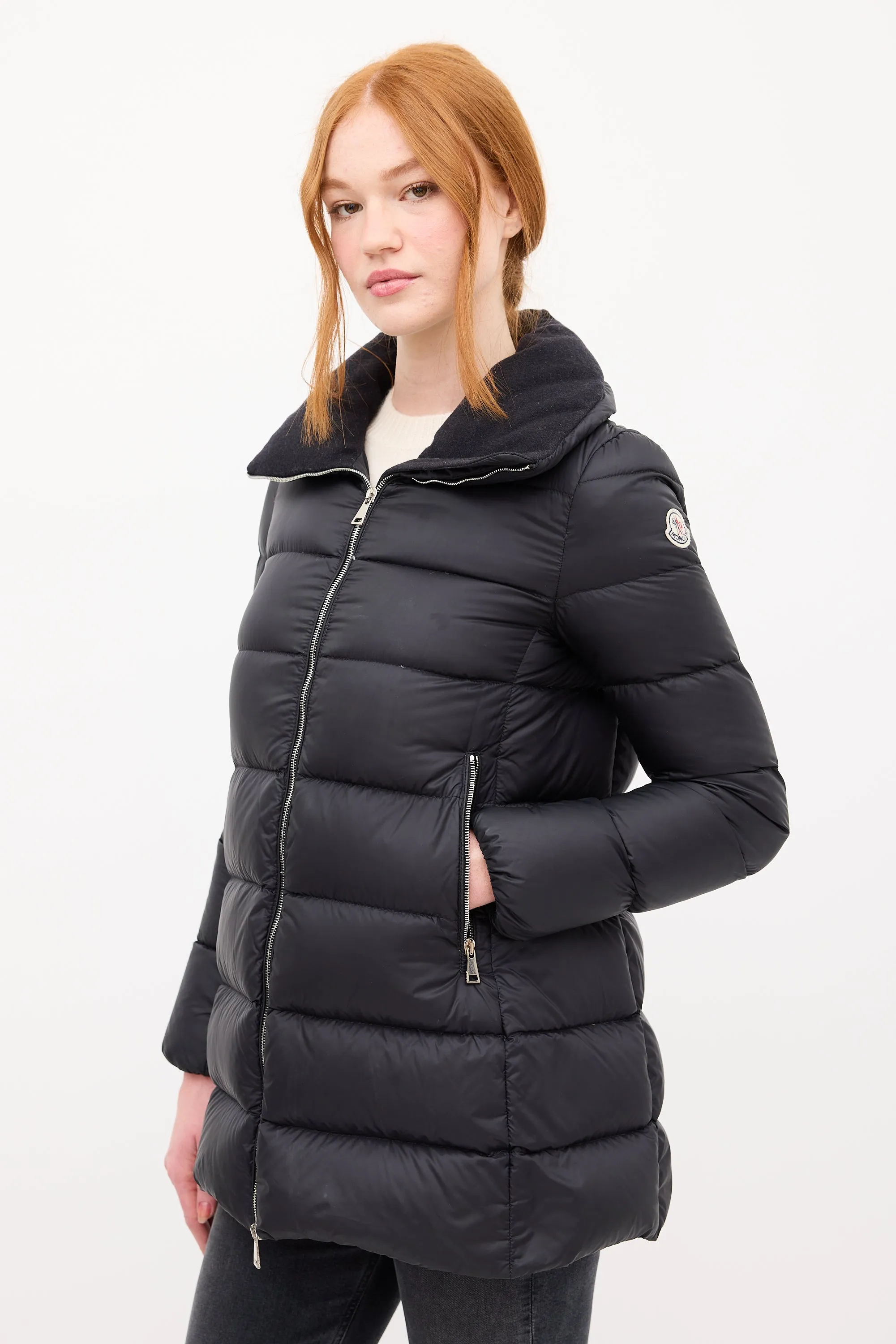 Black Down & Wool Collar Torcyn Puffer Jacket