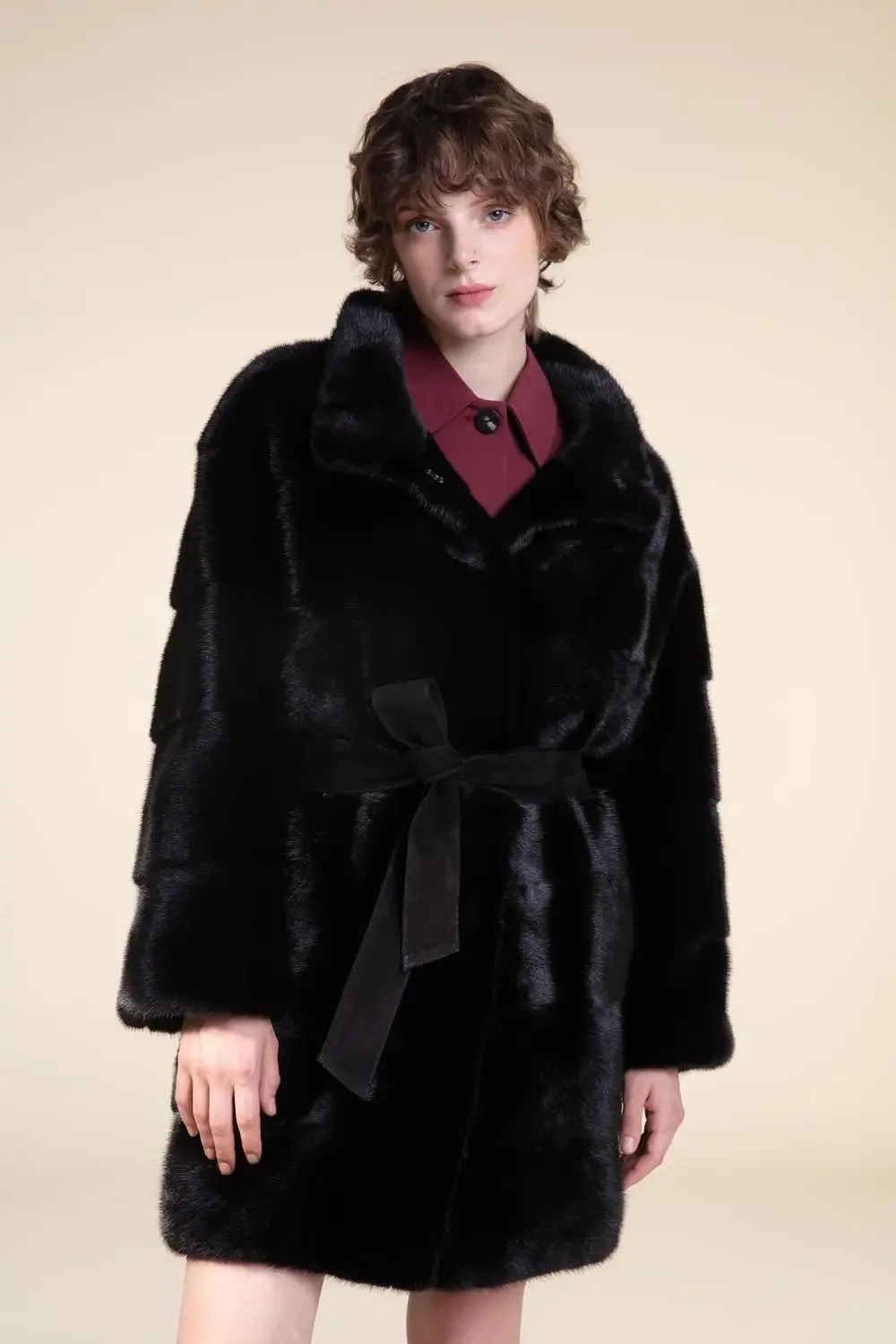 Black short mink coat