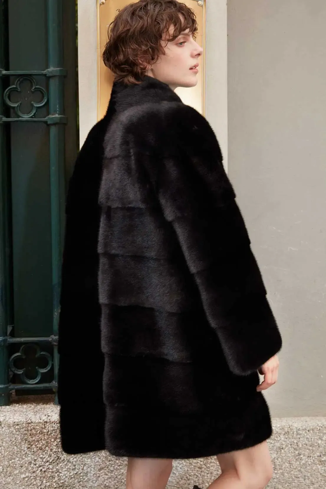 Black short mink coat