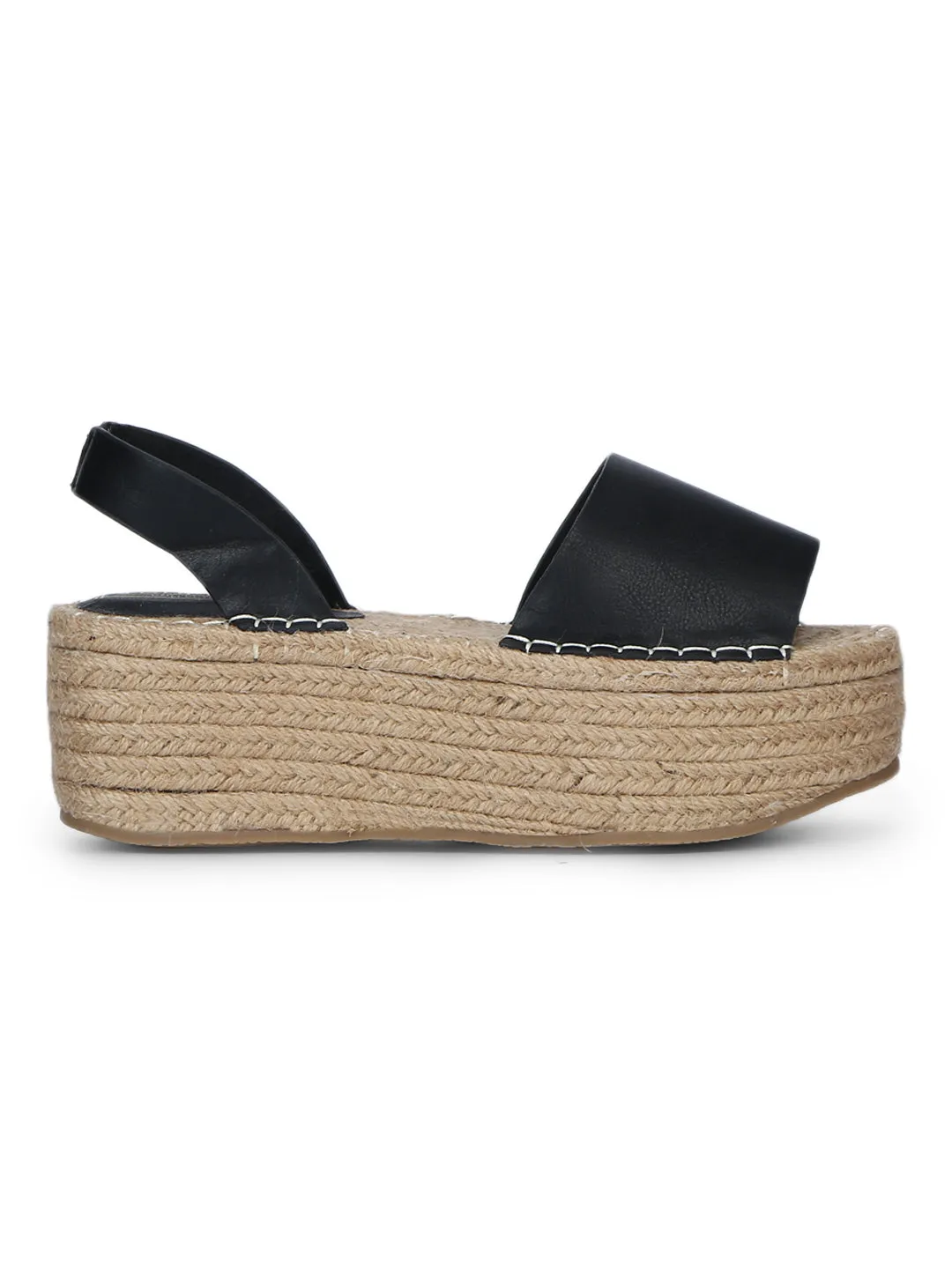 Black Slip-On Back Strap Two Part Wedges