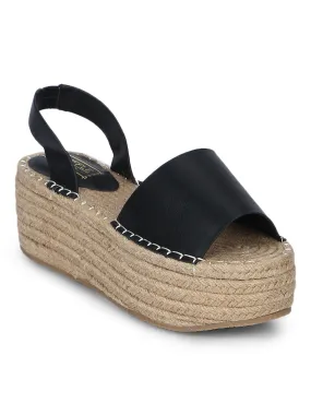 Black Slip-On Back Strap Two Part Wedges