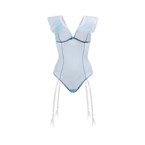 Blue Daiquiri Ruffled Teddy Garter 3x/4x