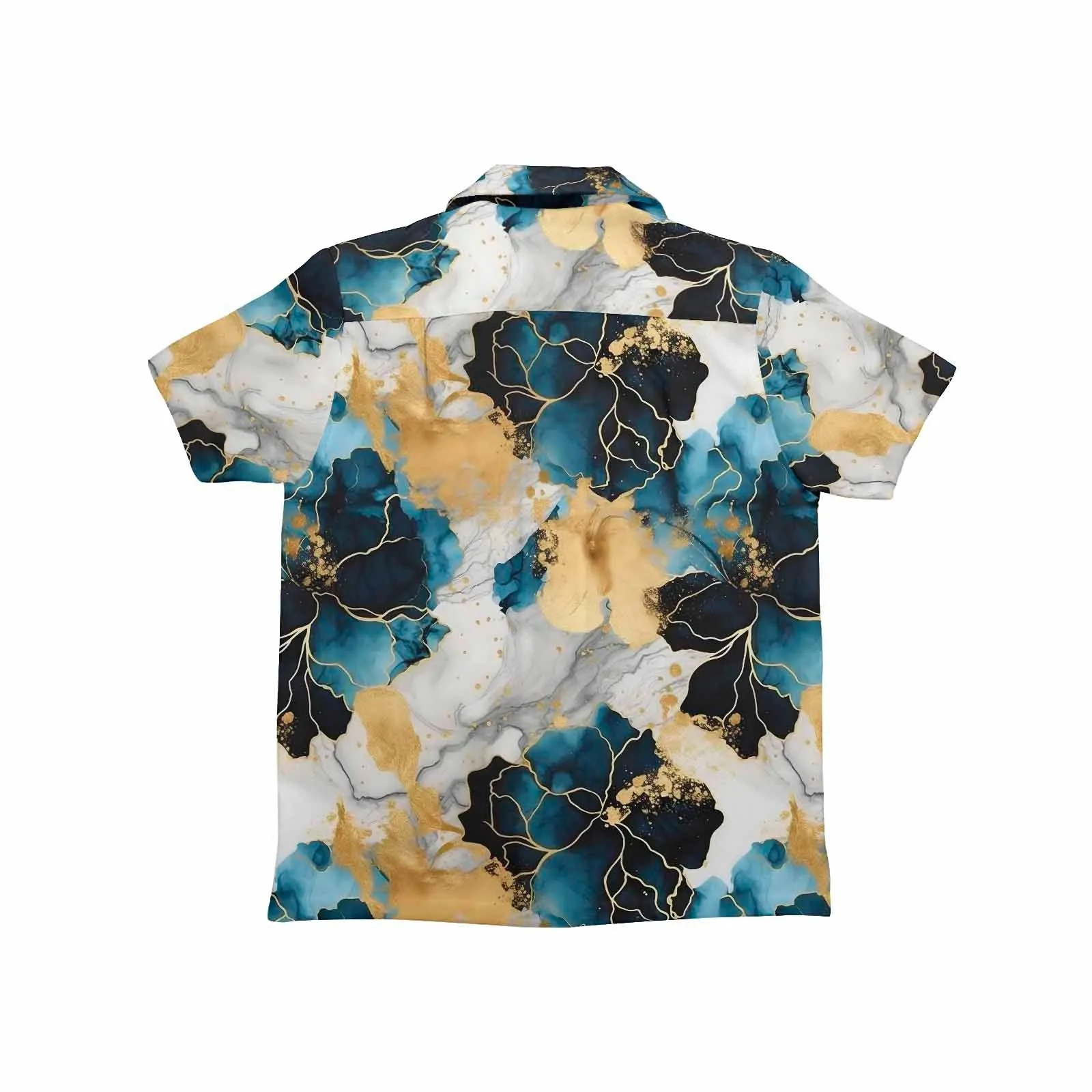 Blue Ink Floral  Little Boys Hawaiian Shirt