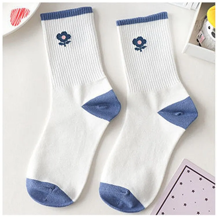 Blue Textured Teddy Bear Socks