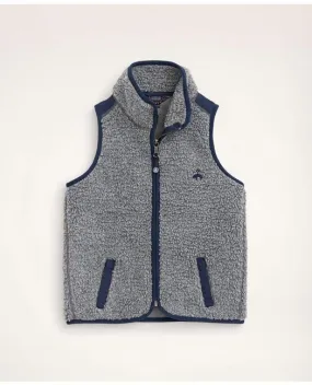 Brooks Brothers Boys Teddy Fleece Zip Vest Heather Grey