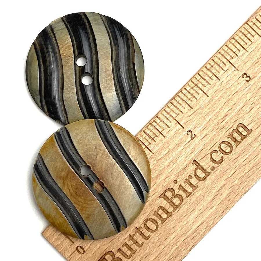 Brown & Black Wavy Stripe 1-1/2" Horn Button #709