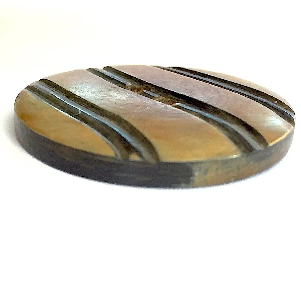 Brown & Black Wavy Stripe 1-1/2" Horn Button #709