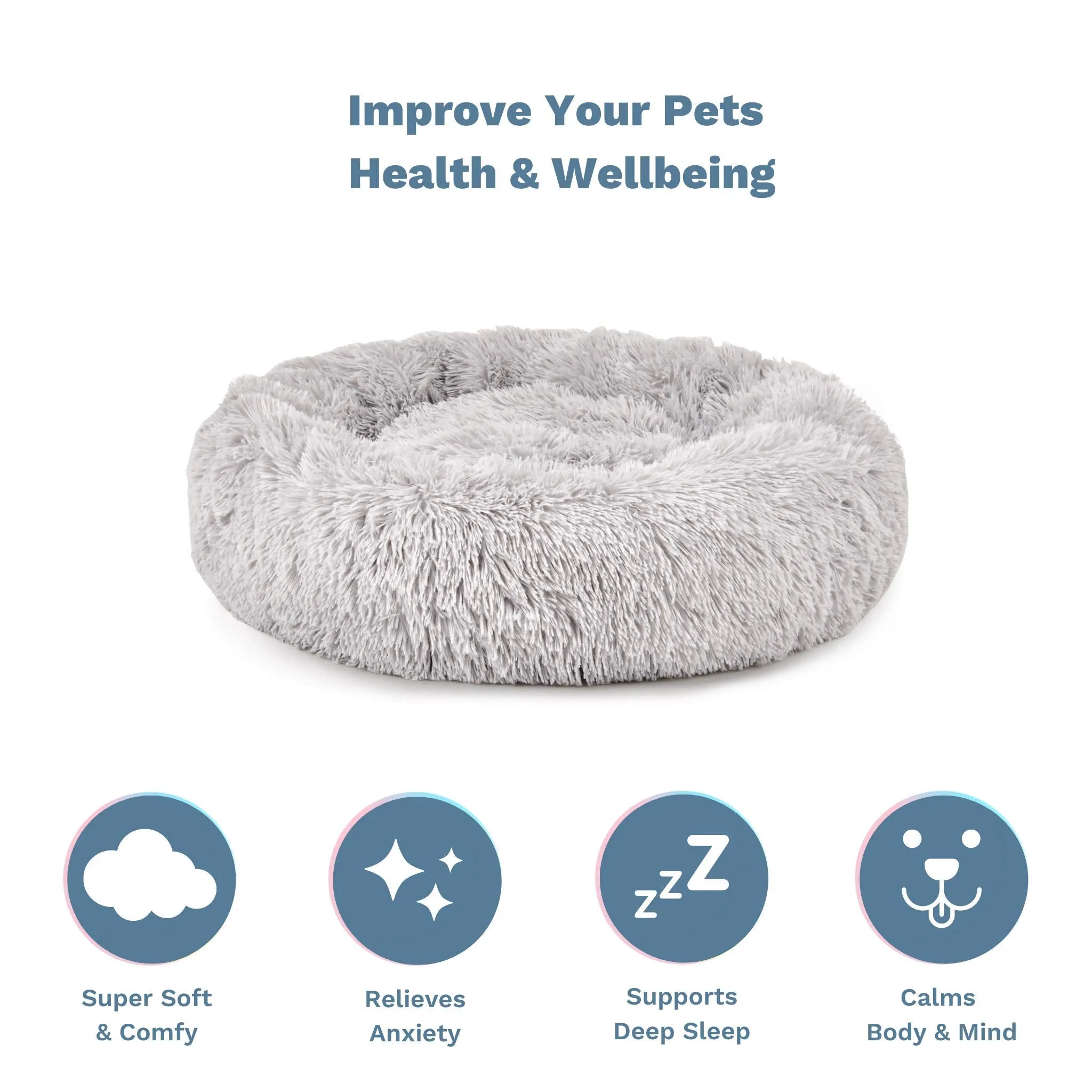 Cat and Dog Calming Bed -  Light Grey