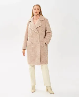 Chevron Motif Virgin Wool Coat