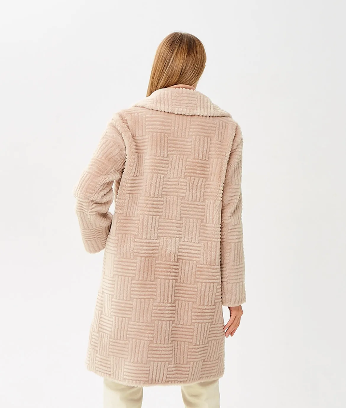 Chevron Motif Virgin Wool Coat