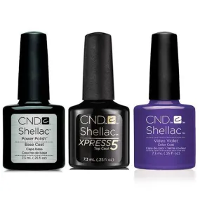 CND - Shellac Xpress5 Combo - Base, Top & Video Violet (0.25 oz)