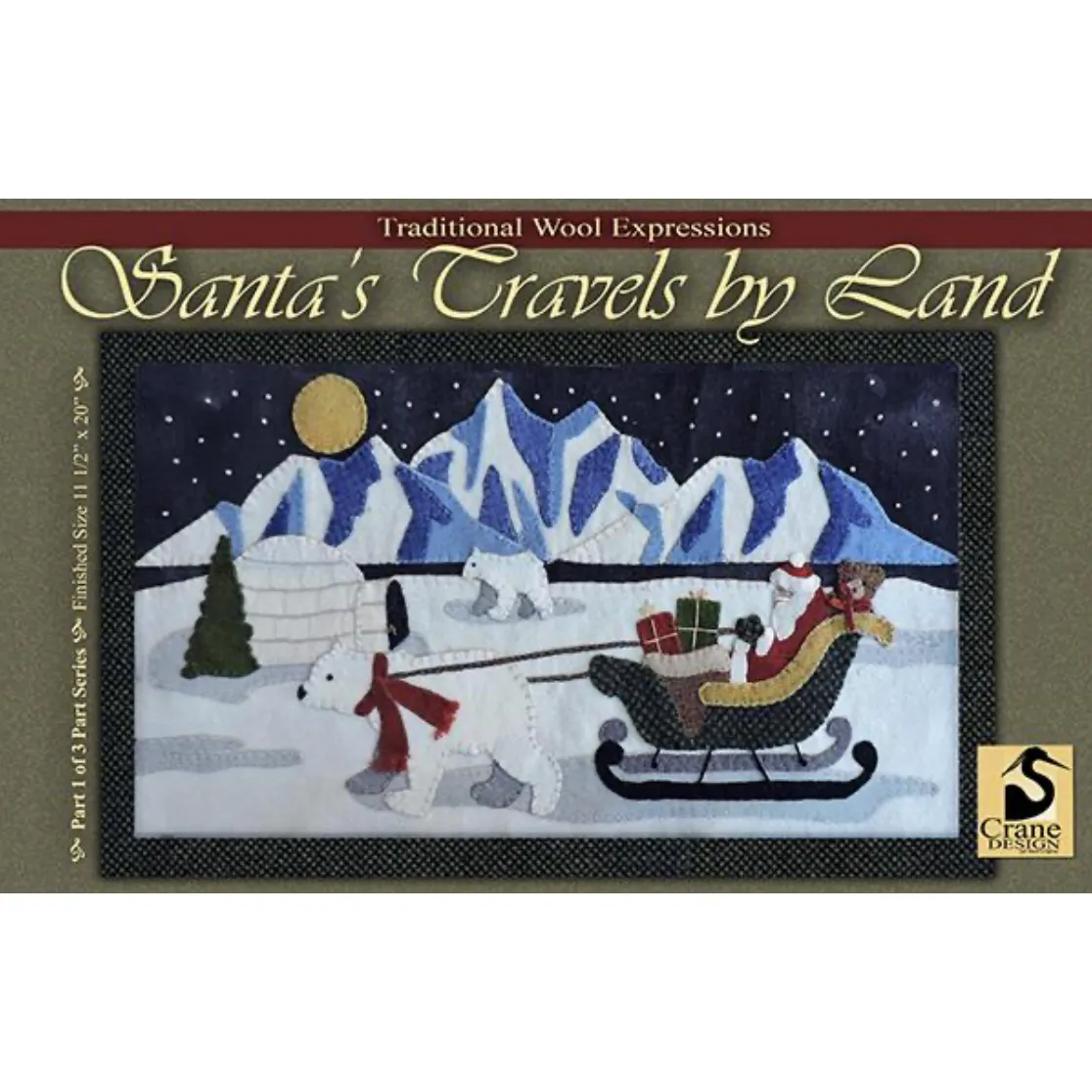 Crane Design |  Santa's Travel by Land Wool Applique Pattern