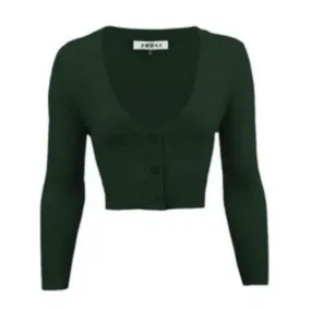 Cropped Cardigan - Hunter Green