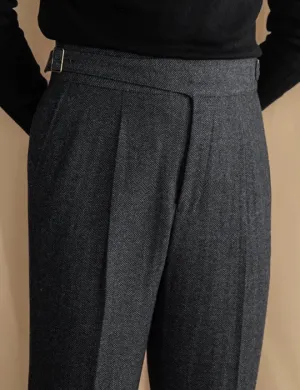 Deep Grey Exotic Wool Formal Gurkha Pants by ITALIAN VEGA® (Winter Edition)