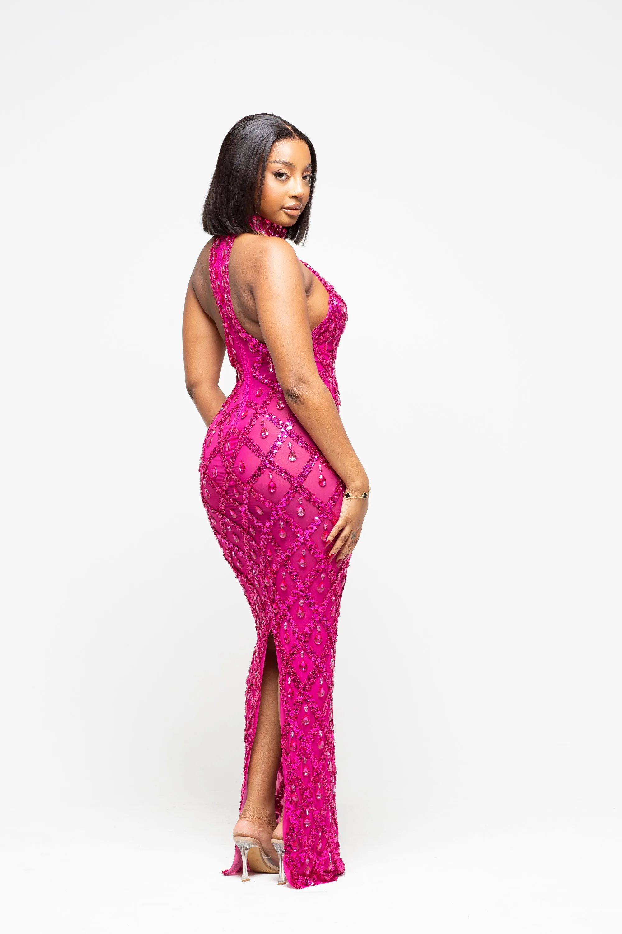 Diamond Maxi Dress Fuchsia Pink