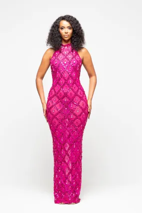 Diamond Maxi Dress Fuchsia Pink