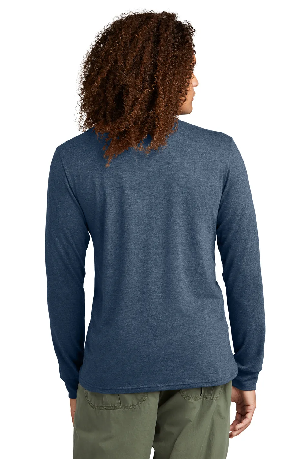 District Mens Perfect Tri Long Sleeve Henley T-Shirt - Navy Blue Frost