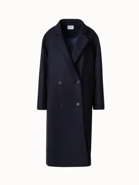 Double-Breasted Long Coat in Wool Felt