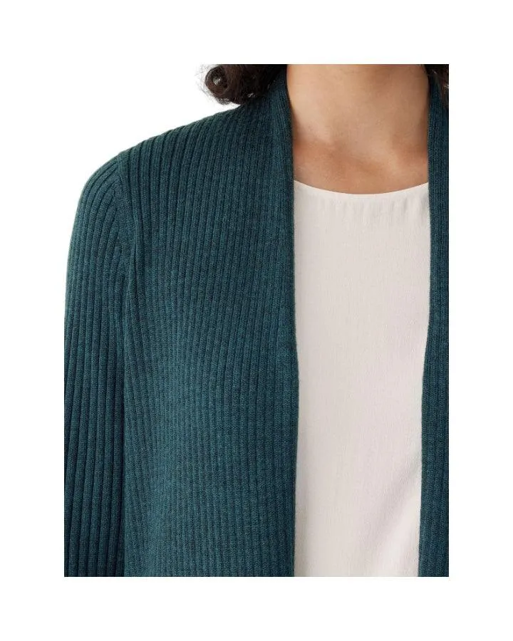 Eileen Fisher Rib Knit Wool Long Cardigan